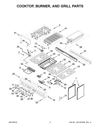 Cooktop, Burner, And Grill Parts Diagram and Parts List for JGRP648HL00  Maytag Range