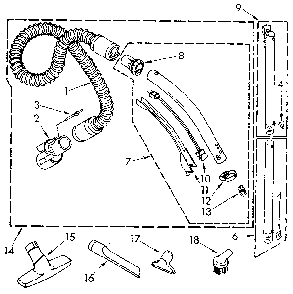 Hose And Attachment Diagram and Parts List for 1162035080  Kenmore Canister Vacuum