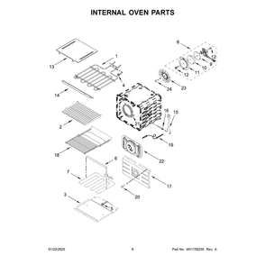 Internal Oven Parts Diagram and Parts List for JOESC530RM00  Jenn-Air Wall Oven
