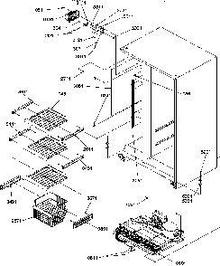 Freezer Shelves And Light Diagram and Parts List for SXD322S2L-P1305702WL  Amana Refrigerator