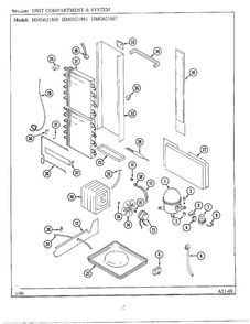 Unit Compartment/system Diagram and Parts List for HMG621860  Admiral Refrigerator