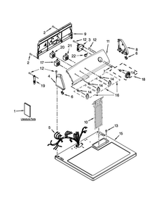 Top And Console Parts Diagram and Parts List for 4KAED4900BW1  Amana Dryer
