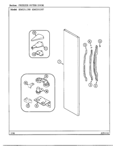 Freezer Outer Door Diagram and Parts List for HMG511387  Admiral Refrigerator