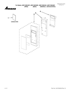 Control Panel Parts Diagram and Parts List for AMV1160VAB1  Amana Microwave