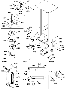 Drain System, Rollers, And Evaporator Assy Diagram and Parts List for SCD25TBL-P1190428WL  Amana Refrigerator