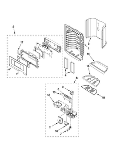 Dispenser Front Parts Diagram and Parts List for JFX2597AEP0  Jenn-Air Refrigerator