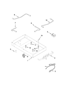 Burner Box, Gas Valves, & Switches Diagram and Parts List for CVGX2423B18  Jenn-Air Cooktop
