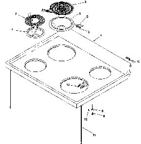 Main Top Diagram and Parts List for ARR6300W P1143421NW Amana Range