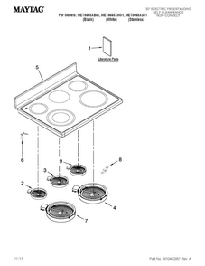 Cooktop Parts Diagram and Parts List for MET8665XB01  Maytag Range