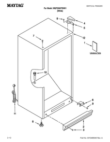 Cabinet Parts Diagram and Parts List for MQF2056TEW01  Maytag Freezer
