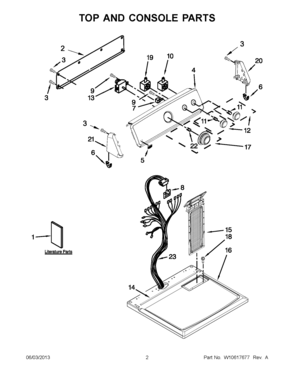 01 - TOP AND CONSOLE PARTS Diagram and Parts List for YMEDC300XW1  Maytag Dryer