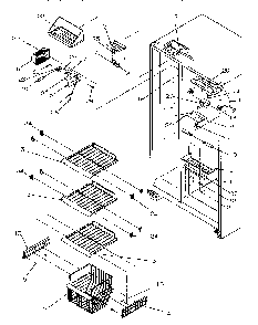 Freezer Shelving And Refrigerator Light Diagram and Parts List for SGD521SBL-P1197101WL  Amana Refrigerator