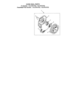 Cord Reel Diagram and Parts List for 11627814702  Kenmore Canister Vacuum