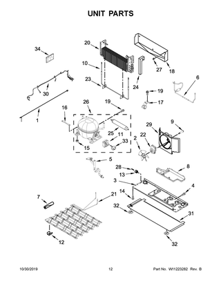 Unit Parts Diagram and Parts List for MFT2772HEZ00  Maytag Refrigerator
