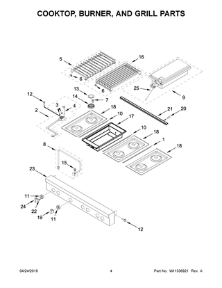 Cooktop, Burner, And Grill Parts Diagram and Parts List for JGCP648HM00  Maytag Cooktop