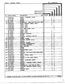 Control Panel Page 2 Diagram and Parts List for 6751  Norge Washer