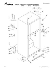 Cabinet Parts Diagram and Parts List for A2RXNMFWS03  Amana Refrigerator