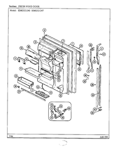 Fresh Food Door Diagram and Parts List for 321240  Admiral Refrigerator