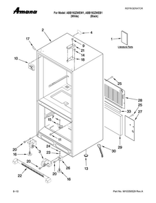 Cabinet Parts Diagram and Parts List for ABB192ZWEW1  Amana Refrigerator
