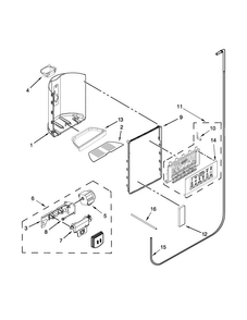 Dispenser Parts Diagram and Parts List for JSC23C9EEM00  Jenn-Air Refrigerator