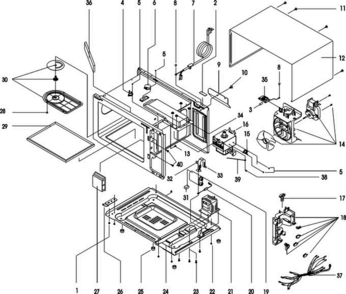 02 - Electrical Components Diagram and Parts List for ALD10D P1331011M- Maytag Microwave