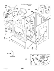 Lower Cabinet And Front Panel Parts Diagram and Parts List for MLG24PNAGW1  Maytag Dryer