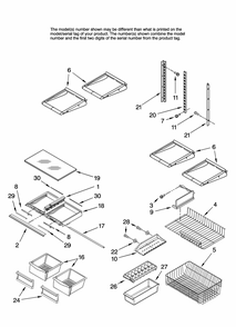 Shelf Parts Diagram and Parts List for GB6526FEAW10  Maytag Refrigerator