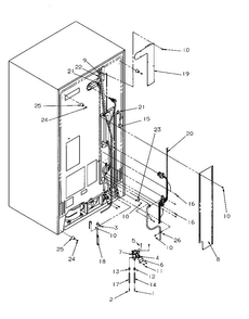 Cabinet Back Diagram and Parts List for SXD22S2E-P1190416WE  Amana Refrigerator