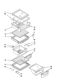 Refrigerator Shelf Parts Diagram and Parts List for MSD2559XEB03  Maytag Refrigerator