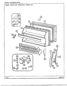 Freezer Door Diagram and Parts List for 211640  Admiral Refrigerator