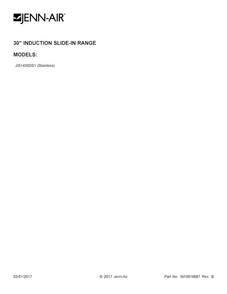 Cover Sheet Diagram and Parts List for JIS1450DS1  Jenn-Air Range
