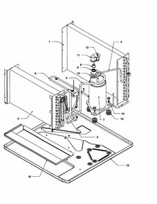 Evaportator/condenser/compressor Diagram and Parts List for RE18090C2D REV B Amana Air Conditioner