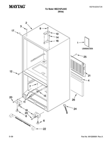 Cabinet Parts Diagram and Parts List for MB2216PUAW2  Maytag Refrigerator