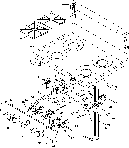 Main Top And Backguard Diagram and Parts List for ARO3400W-P1143335NW  Amana Range