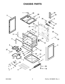 Chassis Parts Diagram and Parts List for YACR4303MFW8  Amana Range