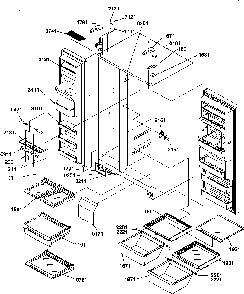 Refrigerator/freezer Shelves, Lights, And Hinges Diagram and Parts List for SRD325S5E-P1307201WE  Amana Refrigerator