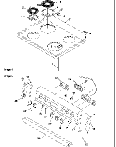 Main Top And Backguard Diagram and Parts List for ARR3601WW-P1143674NWW  Amana Range
