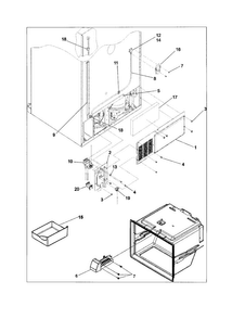 Ice Maker/cabinet Back Diagram and Parts List for ABD2533DES0  Amana Refrigerator