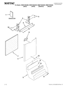 Door And Panel Parts Diagram and Parts List for MDB7749SAW0  Maytag Dishwasher