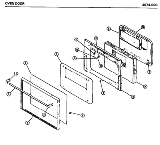 04 - OVEN DOOR Diagram and Parts List for 3074000  Maytag Microwave