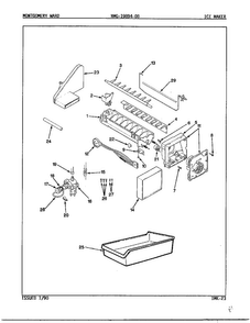 Ice Maker Diagram and Parts List for 19894A  Admiral Refrigerator