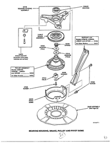 Bearing Housing/brake/pulley And Pivot Dome Diagram and Parts List for 6497-LW-9203  Amana Washer