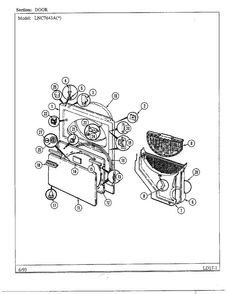 Door Diagram and Parts List for 7643A  Norge Dryer