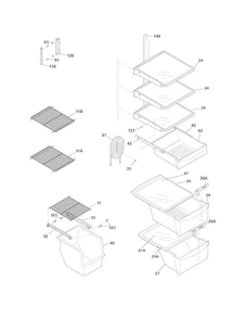 Shelves Diagram and Parts List for CRSH238MS4  Crosley Refrigerator