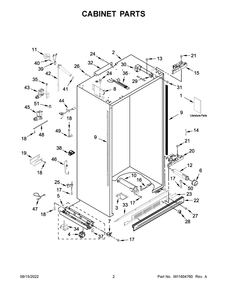 Cabinet Parts Diagram and Parts List for JBSFS42NMX00  Jenn-Air Refrigerator