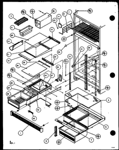 Refrigerator Shelving And Drawers Diagram and Parts List for 85868L-P1117304WL  Amana Refrigerator
