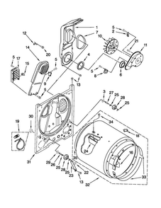 Bulkhead Parts Diagram and Parts List for 4KNED5800TQ1  Amana Dryer