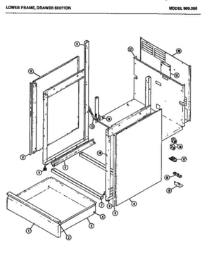 02 - Lower Frame Diagram and Parts List for 969000  Amana Range