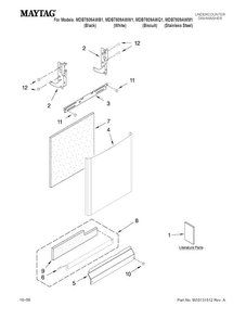 Door And Panel Parts Diagram and Parts List for MDB7809AWB1  Maytag Dishwasher