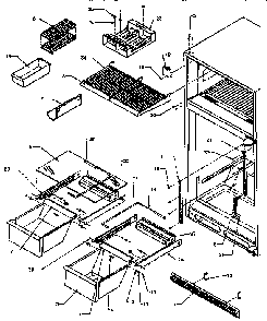 Cabinet Shelving Diagram and Parts List for TX19R-P1158504W  Amana Refrigerator